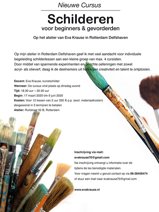 Workshop Schilderen voor beginners & gevorderden Workshop Schilderen voor beginners & gevorderden
